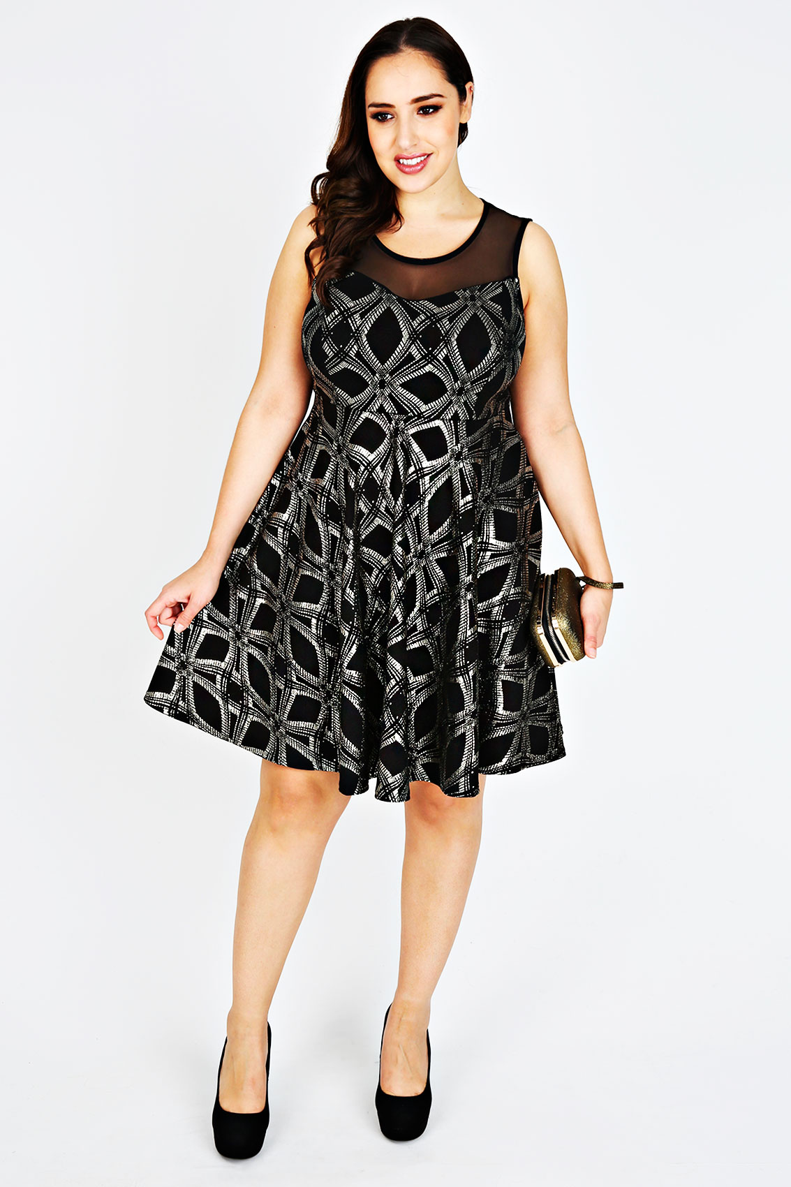 black-silver-metallic-diamond-print-sleeveless-skater-dress-plus-size-14-16-18-20-22-24-26-28-30-3