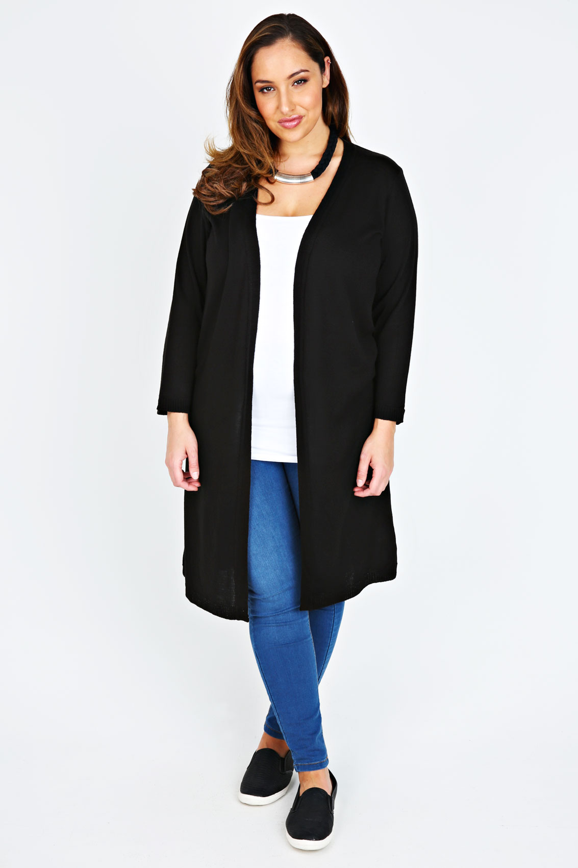 maxi length black cardigan