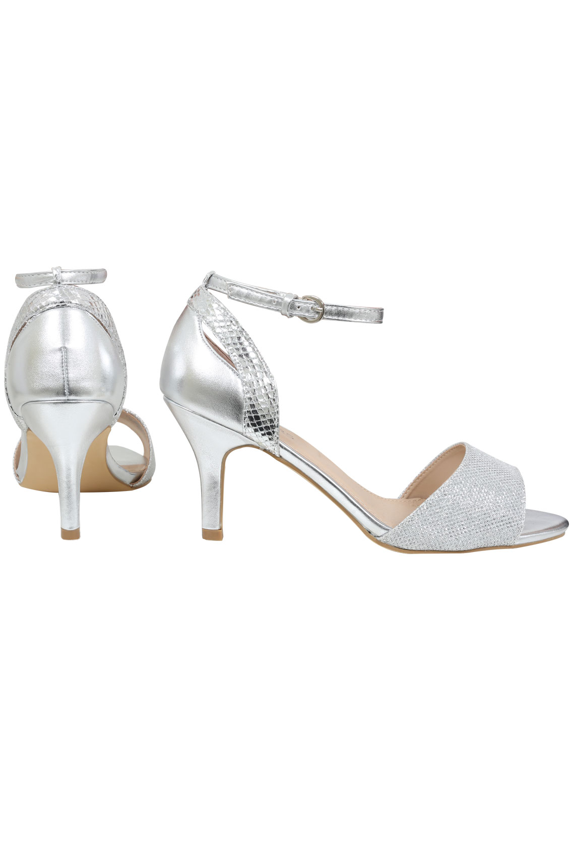 wide fit silver peep toe shoes