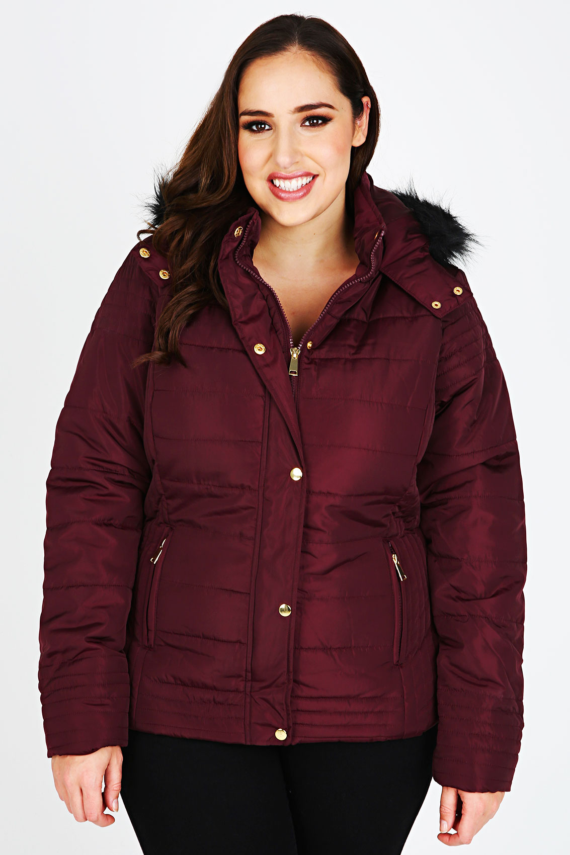 ladies red puffa jackets