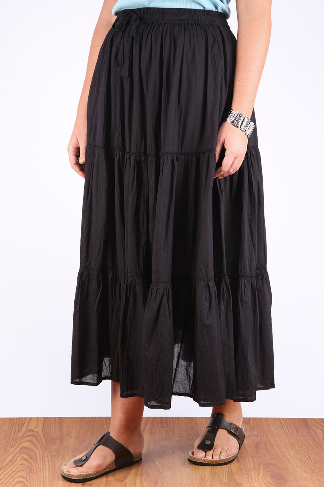 black crochet maxi skirt