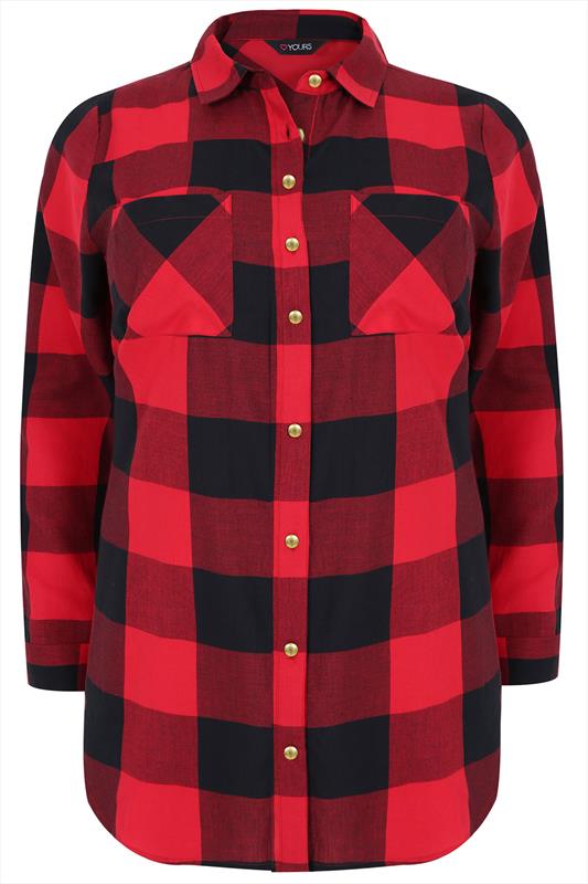 black and red button up shirt