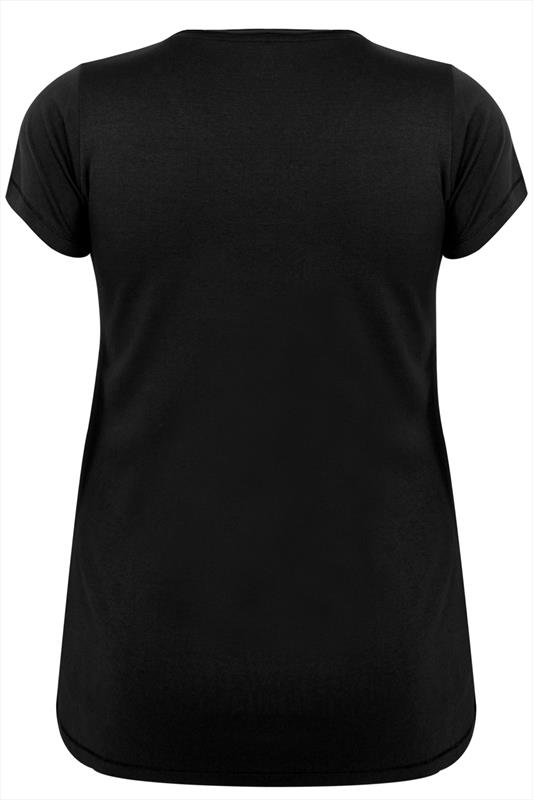 Black Short Sleeved V Neck Basic T Shirt Plus Size 1618202224262830323436 