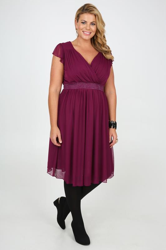 Plus size purple wrap dress