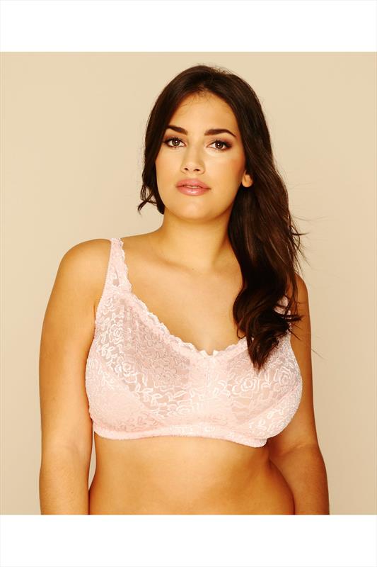 Pink Hi Shine Lace Non Wired Bra Plus Size 38c38g40c40g42c42g44c44g46c46d46dd46e46f46g 9985