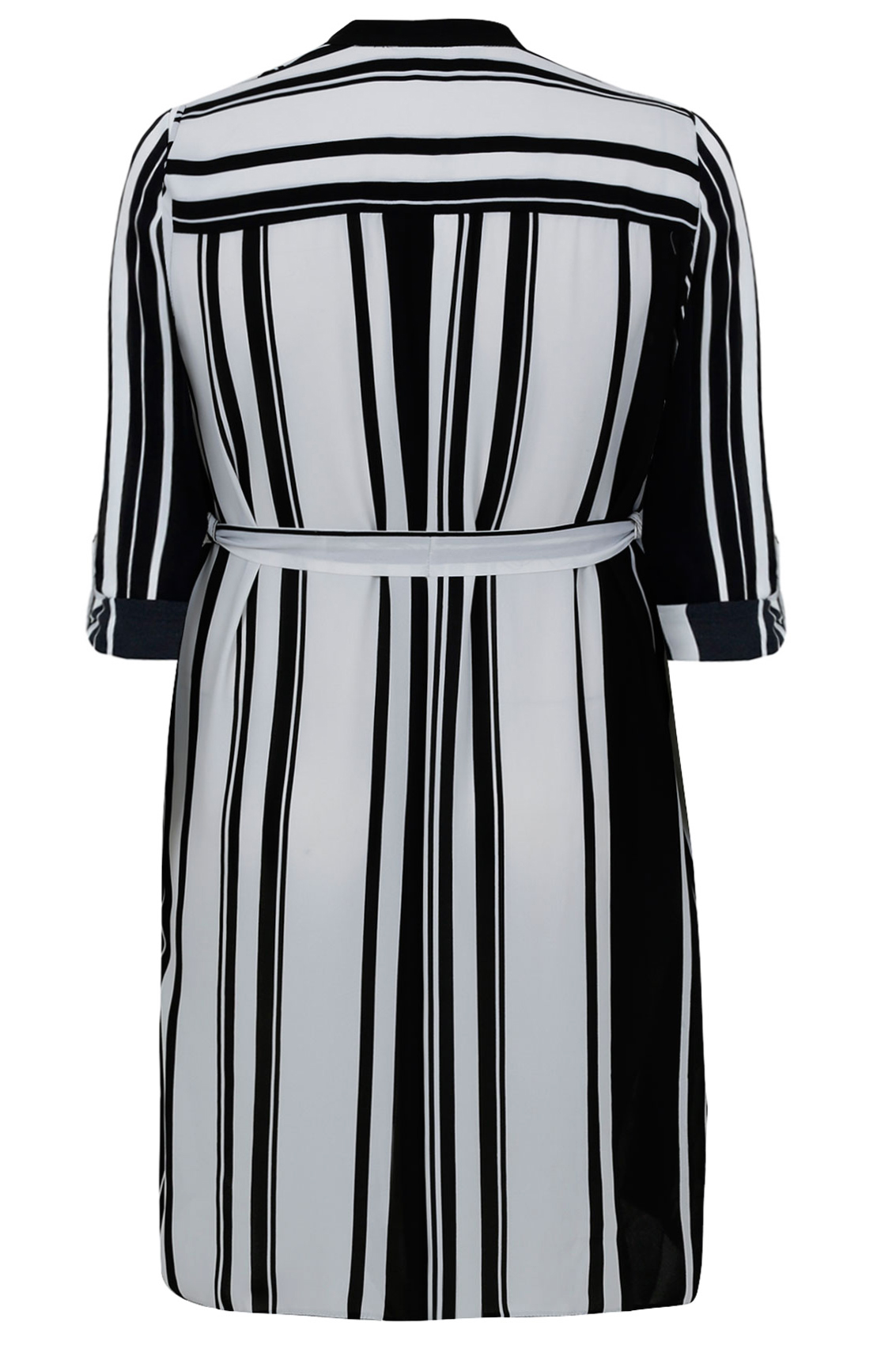 Black & White Striped Chiffon Tie Waist Midi Dress Plus size 16,18,20 ...