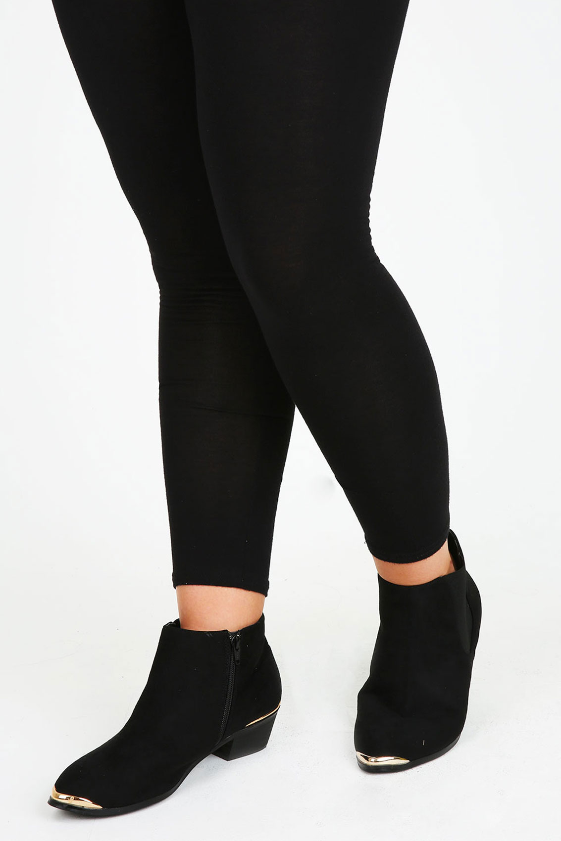 knee high boots with gold trim