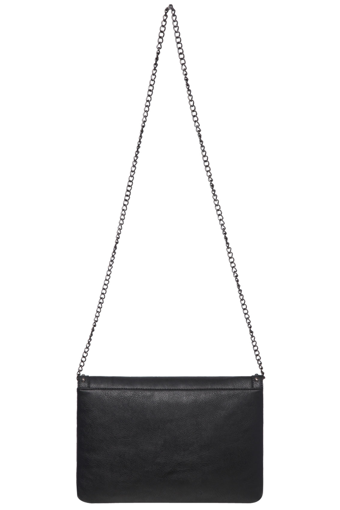 Black Studded Envelope Clutch Bag With Chain Shoulder Strap